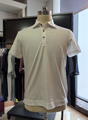 Men's S/S Polo-Silk &amp; Linen Jacquard Fabric with Cooling Function