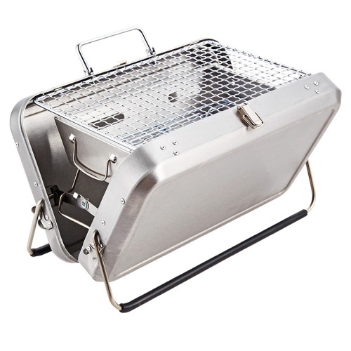 Stainless Steel Suitcase Design Charcoal Foldable Traveling BBQ Grill