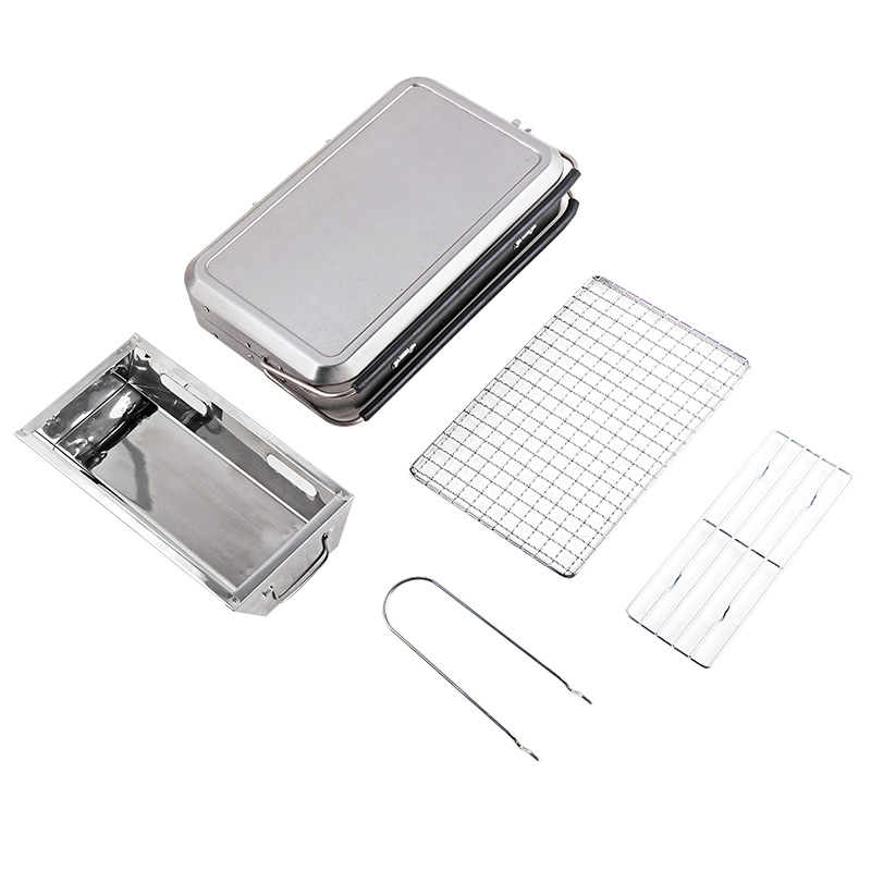Stainless Steel Suitcase Design Charcoal Foldable Traveling BBQ Grill