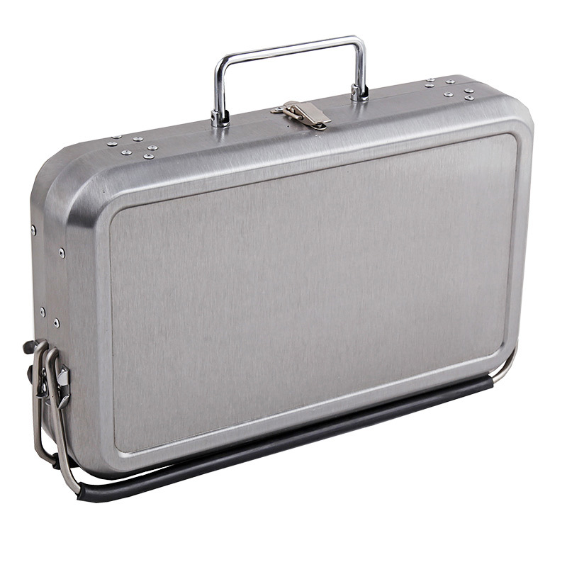 Stainless Steel Suitcase Design Charcoal Foldable Traveling BBQ Grill