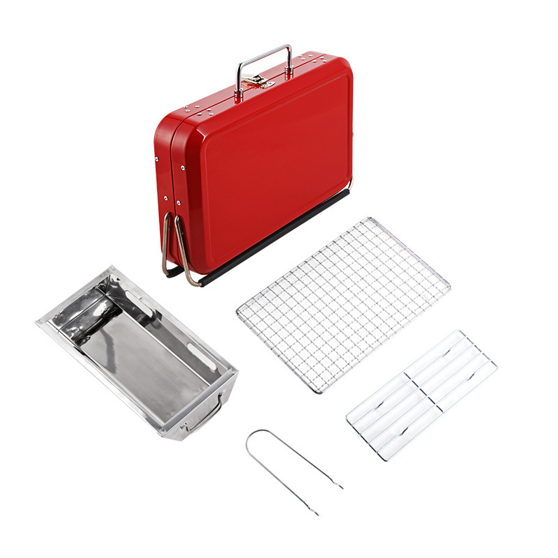 Small mini iron powder spraying red barbecue oven box and bag portable design for outdoor use, suitable for 1-3 people