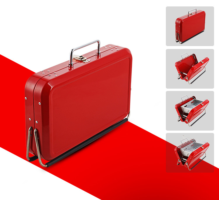 Small mini iron powder spraying red barbecue oven box and bag portable design for outdoor use, suitable for 1-3 people