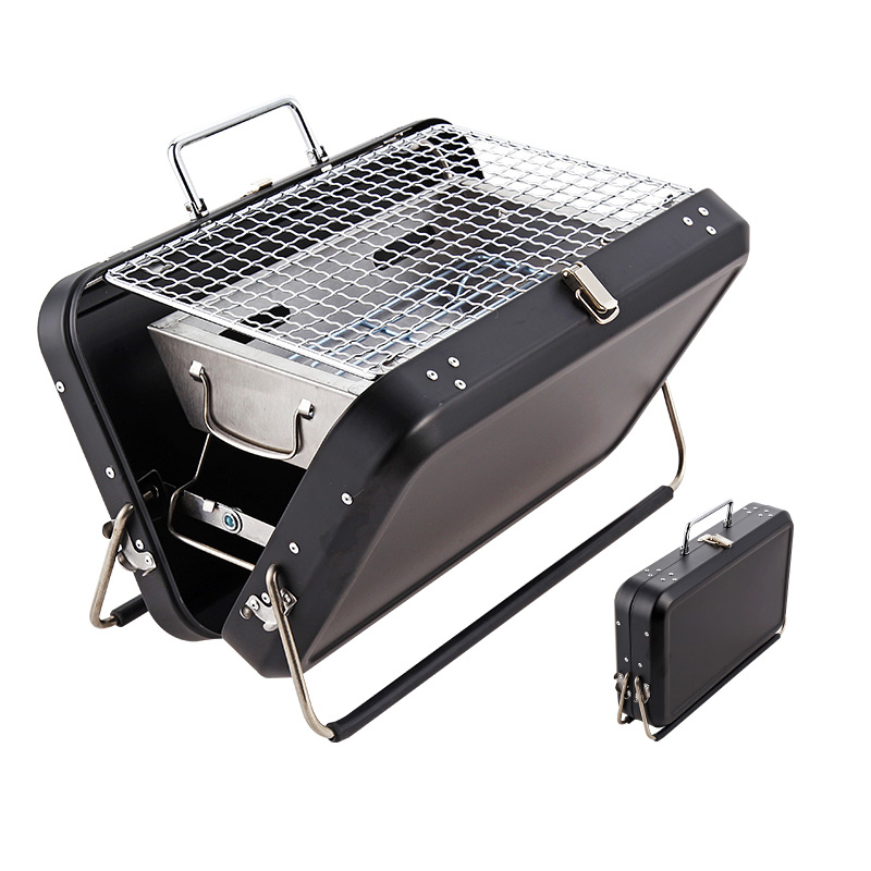Small mini iron powder spraying black barbecue oven box and bag portable design for outdoor use, suitable for 1-3 people