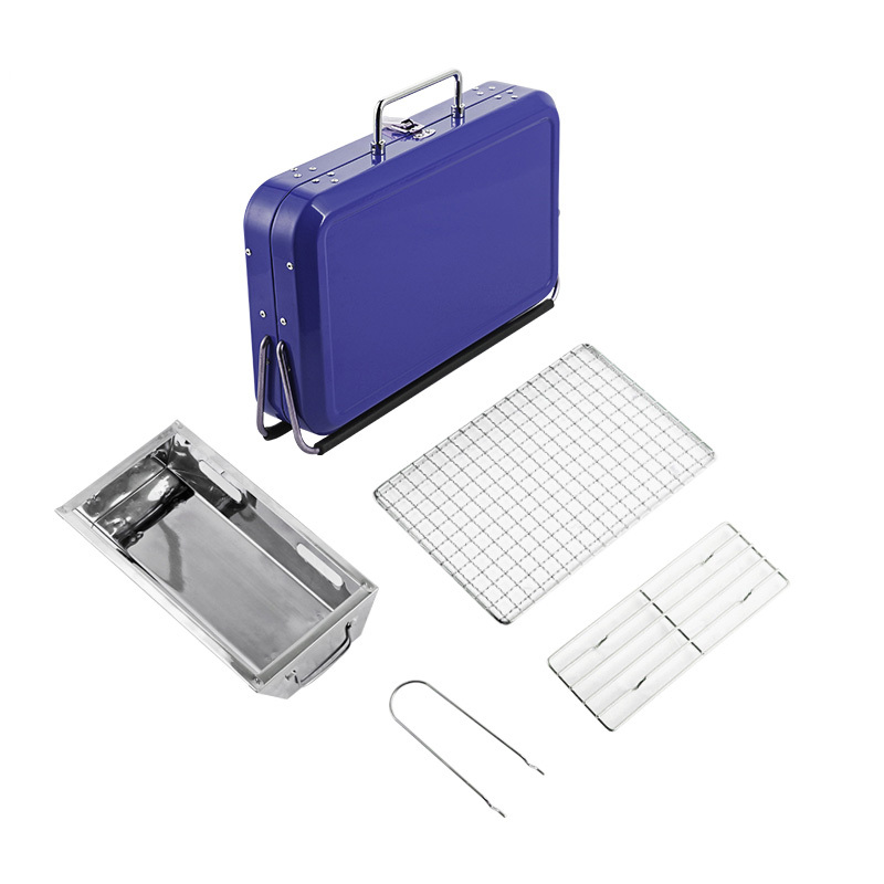 Stainless Steel Suitcase Design Charcoal Foldable Traveling BBQ Grill