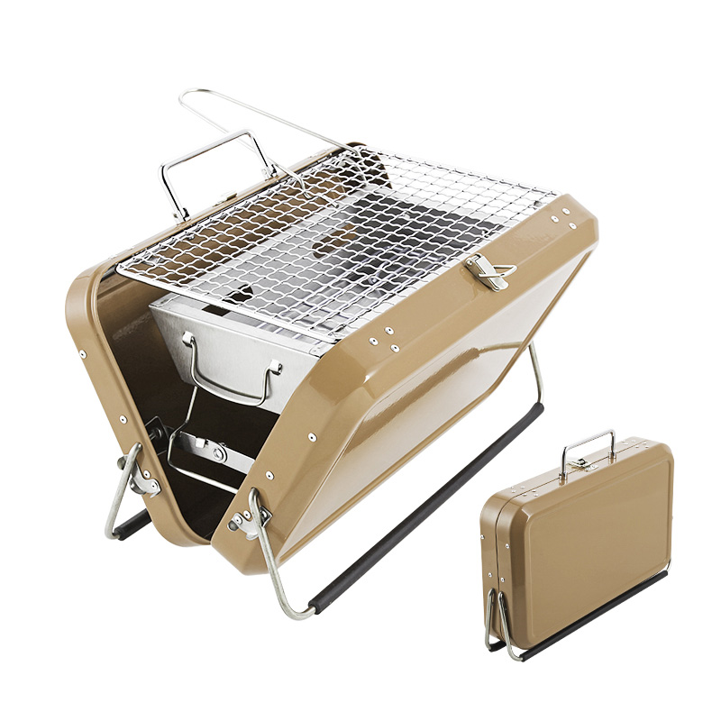 Stainless Steel Suitcase Design Charcoal Foldable Traveling BBQ Grill