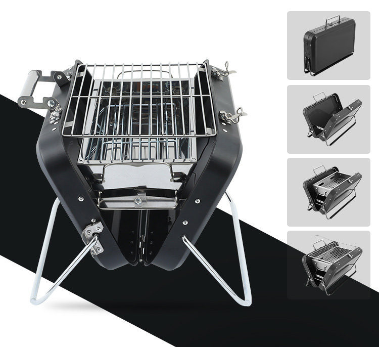 Medium iron powder spraying black barbecue oven box and bag portable design for outdoor use, suitable for 2-4 people