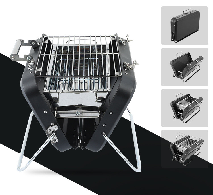 Medium iron powder spraying black barbecue oven box and bag portable design for outdoor use, suitable for 2-4 people