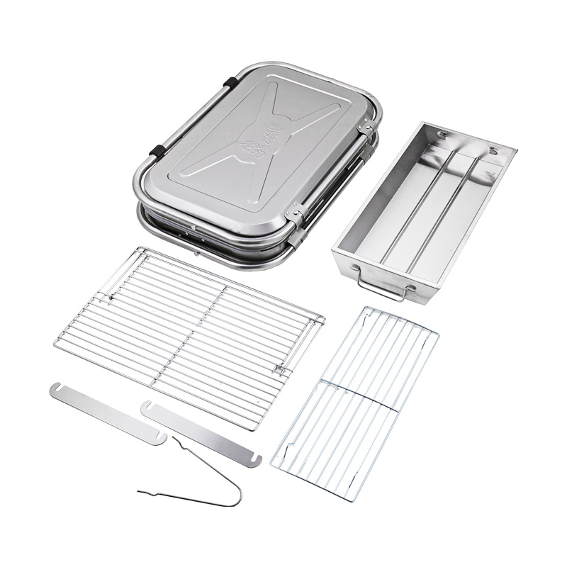 Stainless Steel Suitcase Design Charcoal Foldable Traveling BBQ Grill