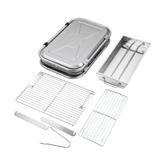 Stainless Steel Suitcase Design Charcoal Foldable Traveling BBQ Grill
