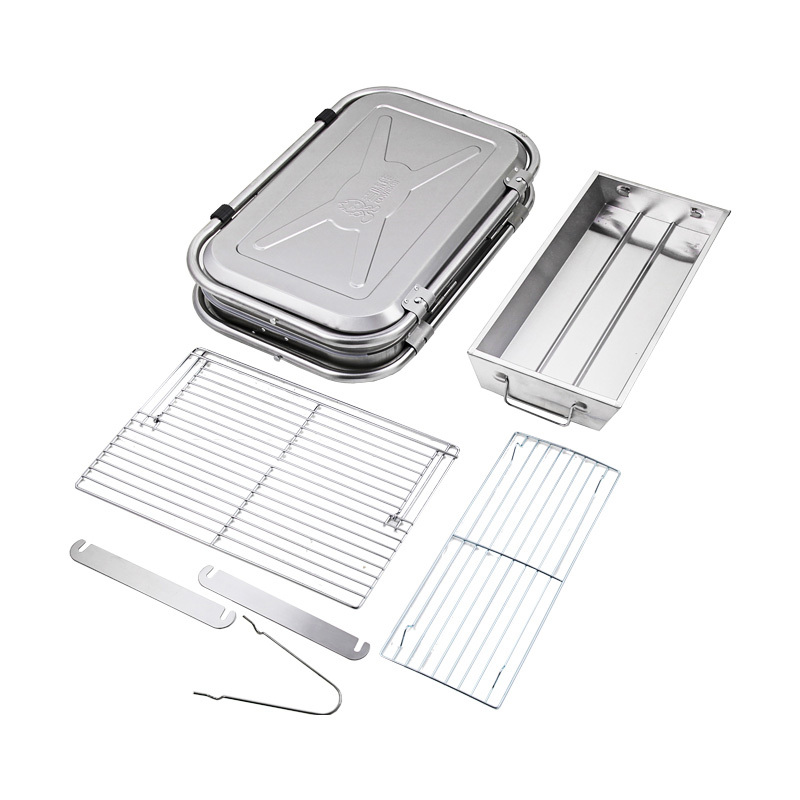 Stainless Steel Suitcase Design Charcoal Foldable Traveling BBQ Grill