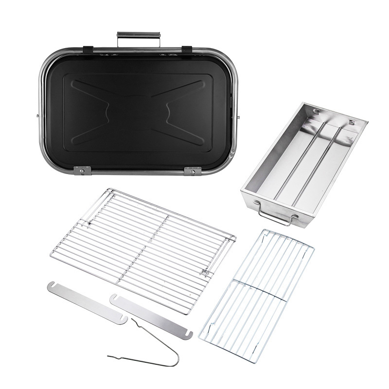 Large iron powder spraying black barbecue oven, bag type portable design, portable outdoor use, suitable for 2-5 people