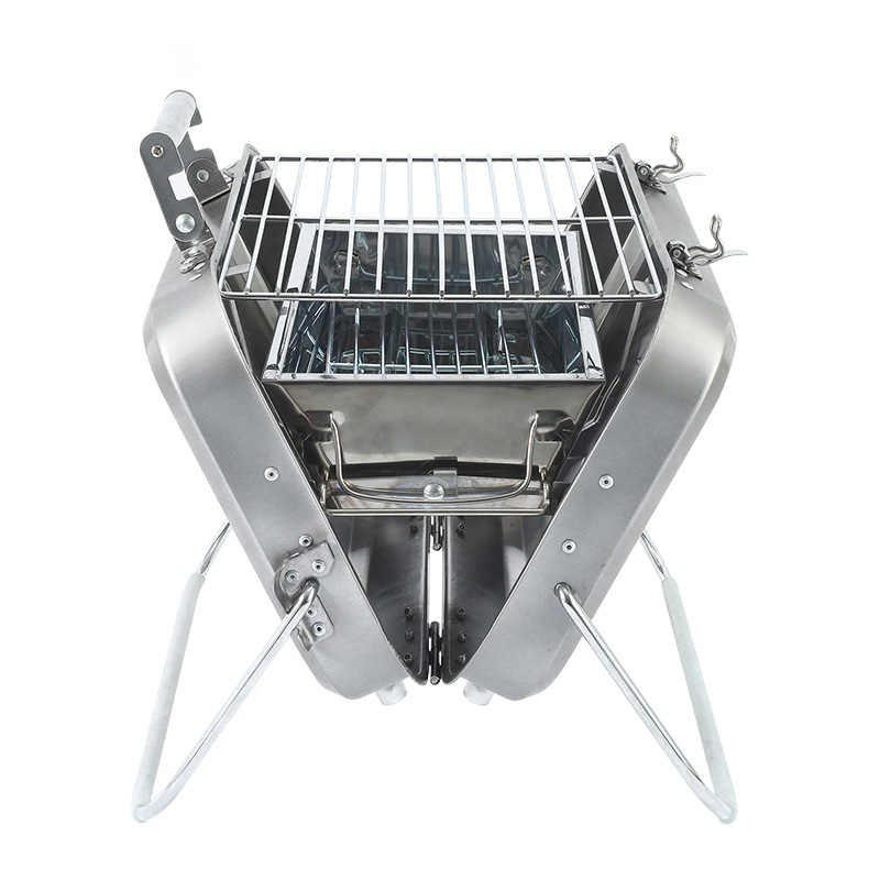 Stainless Steel Suitcase Design Charcoal Foldable Traveling BBQ Grill