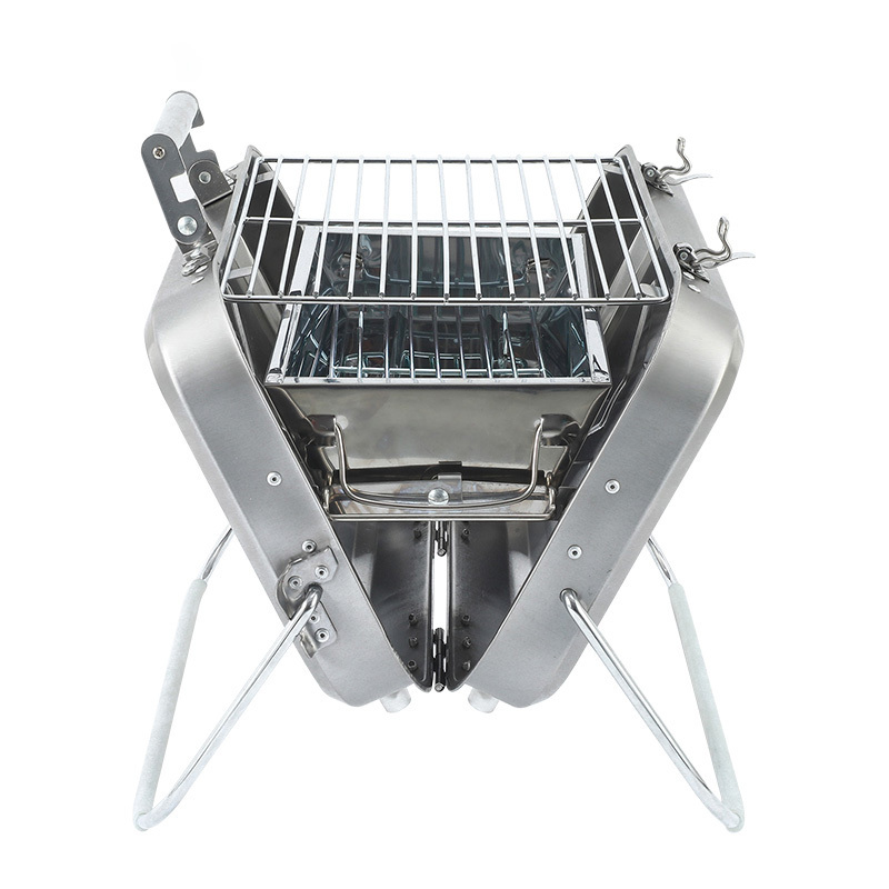 Stainless Steel Suitcase Design Charcoal Foldable Traveling BBQ Grill