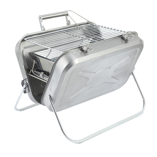 Stainless Steel Suitcase Design Charcoal Foldable Traveling BBQ Grill