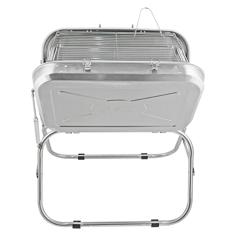 Stainless Steel Suitcase Design Charcoal Foldable Traveling BBQ Grill