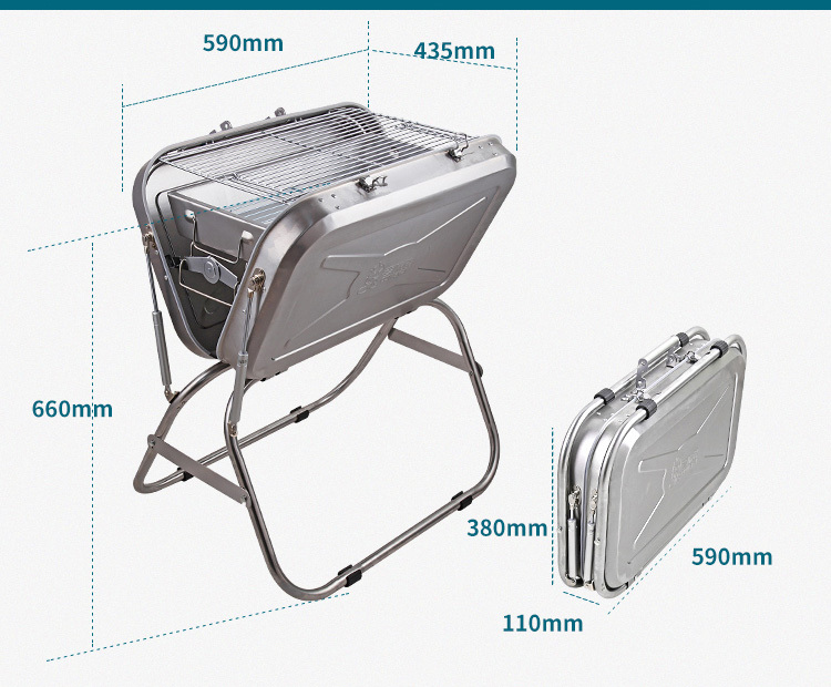Large iron powder spraying black barbecue oven, bag type portable design, portable outdoor use, suitable for 2-5 people