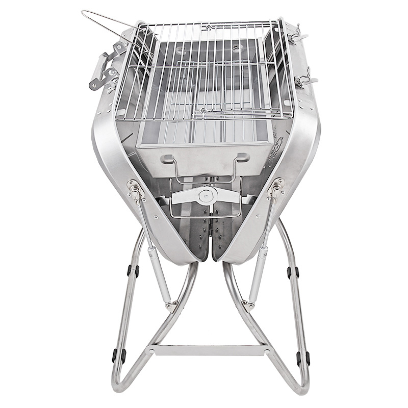 Stainless Steel Suitcase Design Charcoal Foldable Traveling BBQ Grill