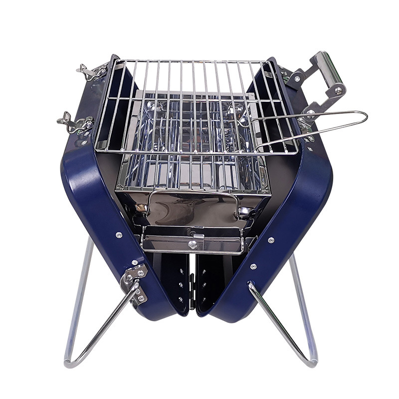 Stainless Steel Suitcase Design Charcoal Foldable Traveling BBQ Grill