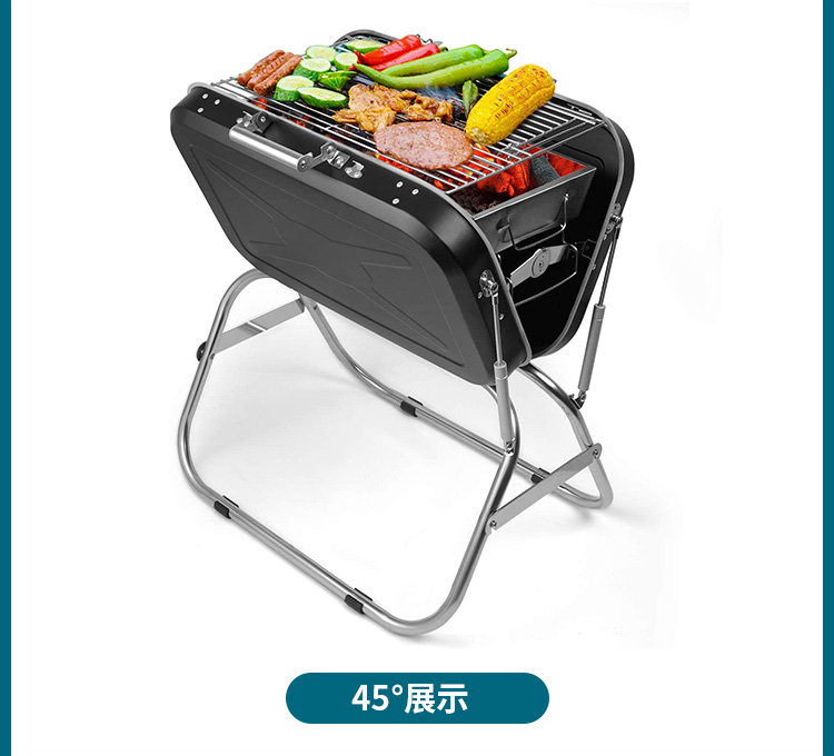 Large iron powder spraying black barbecue oven, bag type portable design, portable outdoor use, suitable for 2-5 people