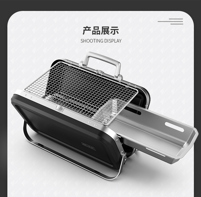 Small mini iron powder spraying black barbecue oven box and bag portable design for outdoor use, suitable for 1-3 people