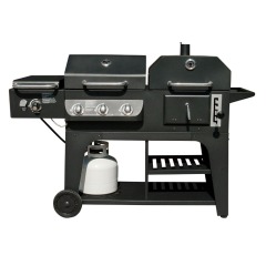 Custom Trolley Movable Commricial Charcoal and Gas BBQ Barbecue Combo Grill For