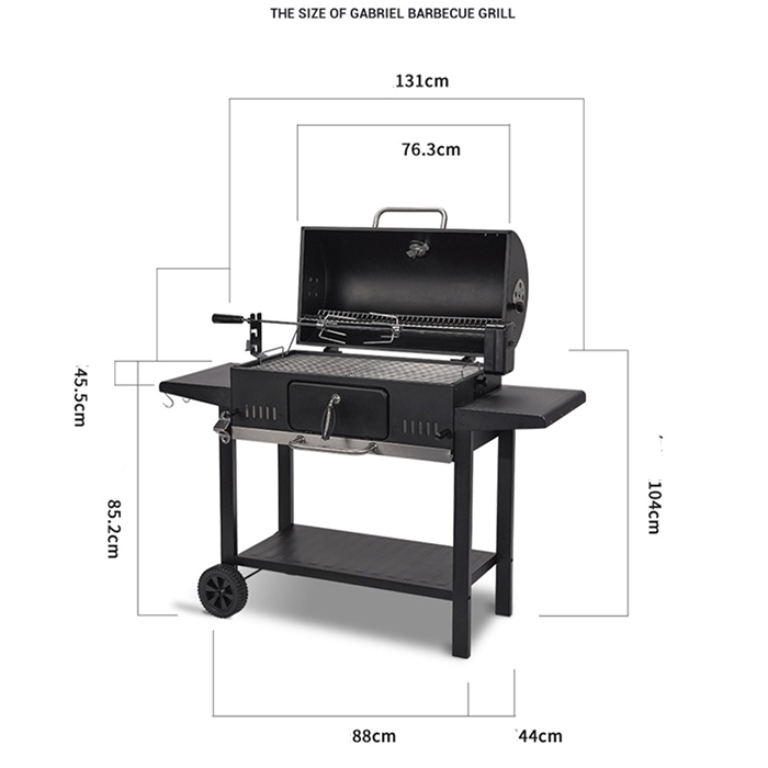 High Quality Trolley Bbq Barbecue Smoker Grill Commercial Outdoor Party Stainless Steel Charcoal Grill Smoker