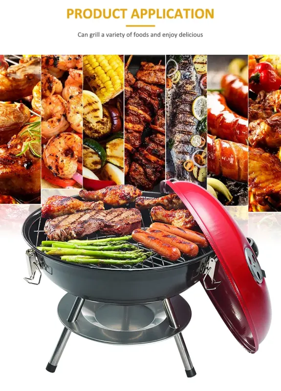 New Arrival Outdoor Camping Kitchen Portable Apple Shape Table Grill Stainless Steel Charcoal BBQ Grills