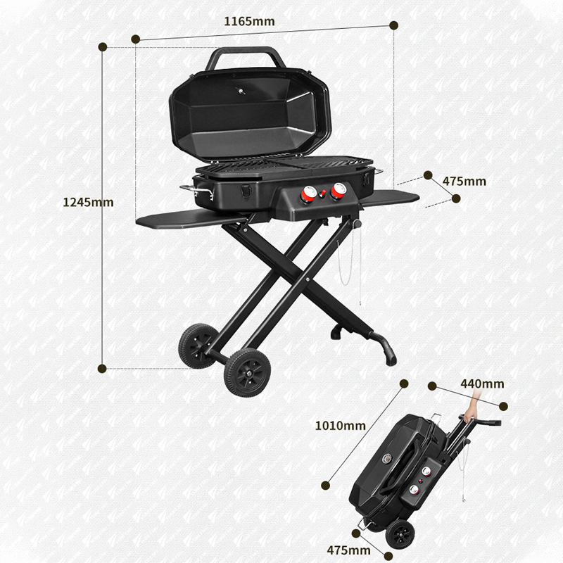 High Durability Outdoor Garden Home Party Bbq Steel Iron Black Propane Gas Barbecue Grill