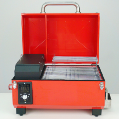 Red Portable Multifunctional 8 In 1 Outdoor Garden BBQ Grills Iron Powder Coating Wood Pellet Grill