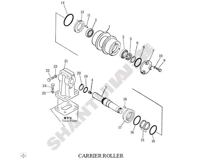 Shantui SD22 Single Flange Track Roller Assy 155-30-00128 Double Flange Track Roller 155-30-00118