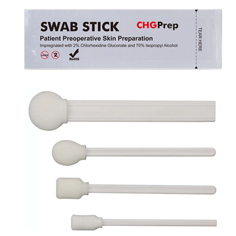 Hospital Use 2 Chlorhexidin and 70 Isopropyl Alcohol Surgic Medic Foam Sterile Sponge Stick Disinfect Swab Ce White EO 2 Years