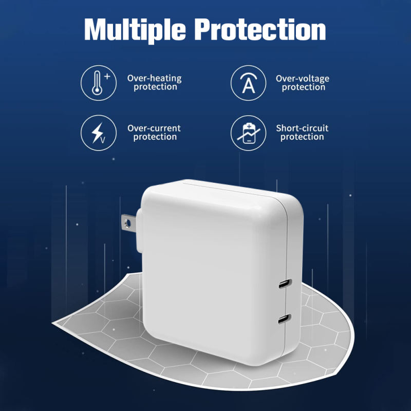 65W Fast Charger Dual USB-C 2 Port Type-C Power Adapter For Apple iPhone MacBook