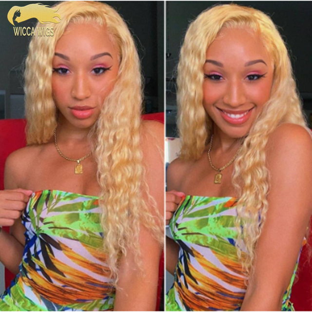 Wiccawigs Customized #613 Blonde Human Hair Lace Front Wigs With Baby Hair Brazilian Remy Glueless