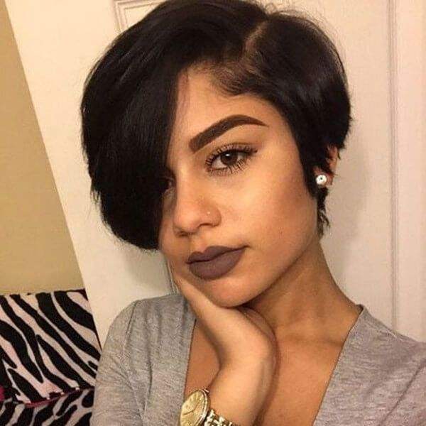 WICCAWIGS SHORT PIXIE CUT 13*4*4 FRONTAL LACE WIG NATURAL BLACK HAIR