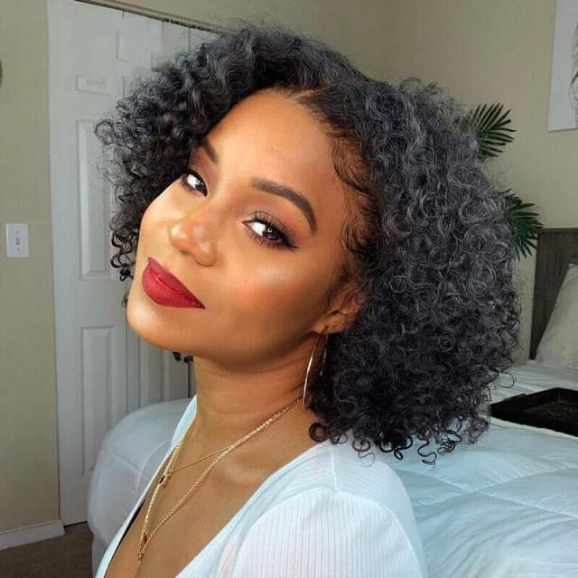 WICCAWIGS 100% VIRGIN HUMAN HAIR SHORT KINKY CURLY 13*4*4 BOB WIGS WITH BABY HAIR