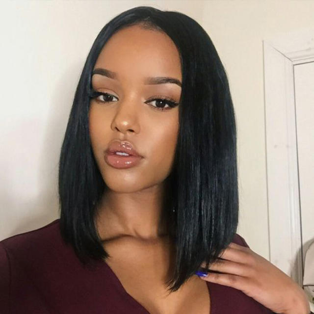 Straight Bob HD Transparent Lace Frontal Wig 180% Density Natural Black Hair For Women