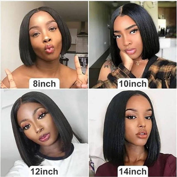 HD Transparent Lace Short Bob Straight 13X4 Lace Front Wig 180% Density