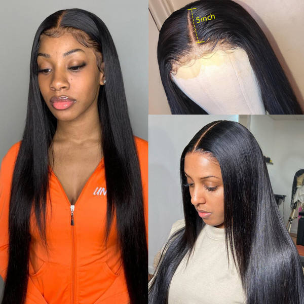 Silk Straight Transparent Lace Closure Wig With Baby Hair Virgin Human Hair