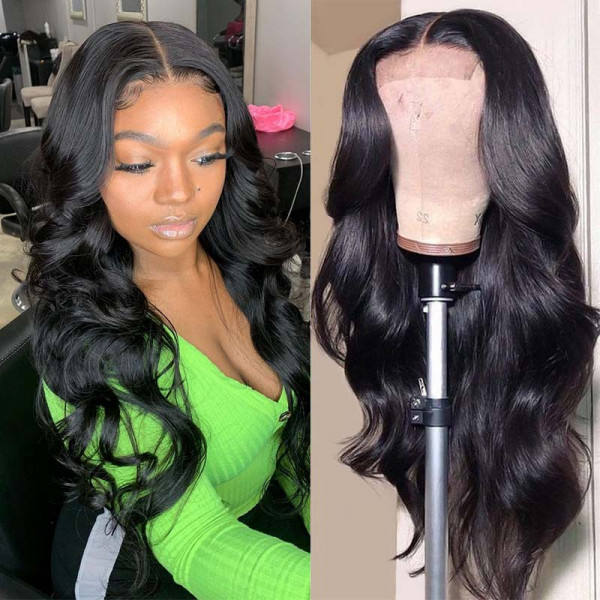 180 Density Brazilian Body Wave Lace Front Wigs With Baby Hair Pre Plucked Hairline