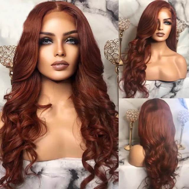 Colored Chocolate Brown Wigs Human Hair Glueless 13X4 Lace Front Wigs