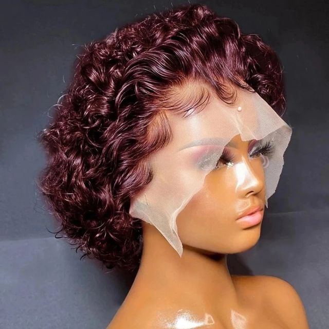 Pixie Cut Wig Short Bob Curly Human Hair Wigs 13X4X4 Lace Front Wigs