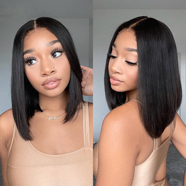 HD Lace Wigs Bob Straight 5x5 Lace Closure Wigs Human Hair 180% Density Natural Color