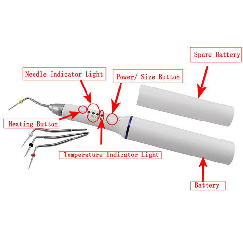 Dental Cordless Endo Gutta Percha Obturation System Heated Pen J1SS 4 Tips Injection Device