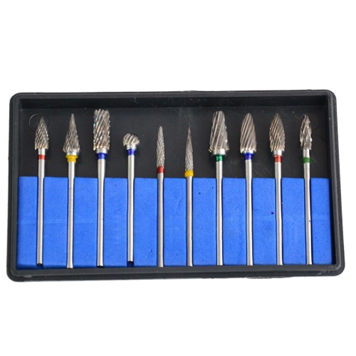 Assorted Dental Lab Polising Drills Tungsten Steel Carbide Burs 2.35MM 10Pcs/Set