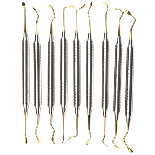 ****Sinus Lift Elevator Dental Implant Surgical Orthodontic Light Weight 9 Pcs /Set Gold-Plated