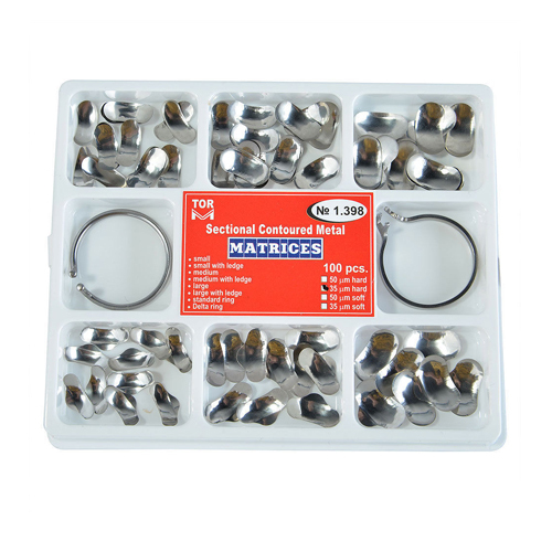 * Dental Matrix Sectional Contoured Metal Matrices Full Kit No.1.398  100Pcs/Pack