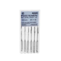 MANI Engine Peeso Reamers Dental  Endo Stainless Steel 32mm #1-6 Tip