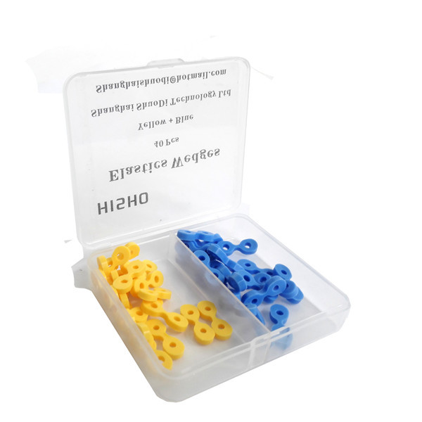 * Elastic Wedges for Dental Matrix System Restoration Blue &amp; Yellow 40 Pcs /Box