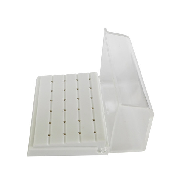 *24 Holes Dental Burs Drill Holder Stand Block Disinfection Case Plastic White