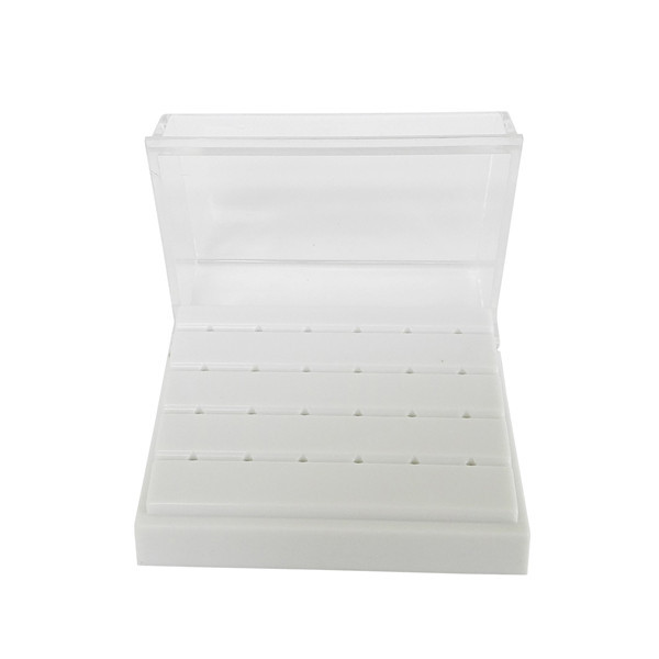 *24 Holes Dental Burs Drill Holder Stand Block Disinfection Case Plastic White